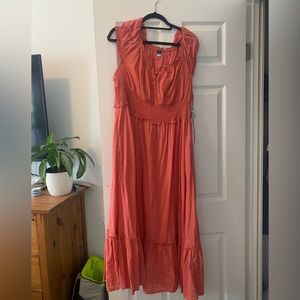 Red Puffy Sleeve Maxi Dress